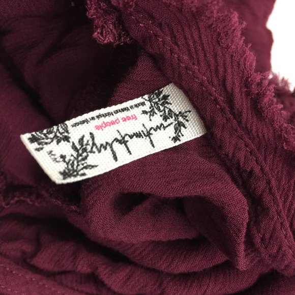 Free People Slip Dress Sz M Red Burgundy Trapeze V-Neck Studded Cross Ba… - Picture 12 of 16